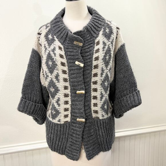 Anthropologie Elsamanda Size M Cardigan Sweater Wool Alpaca Fisherman Gorp Italy - Picture 1 of 14